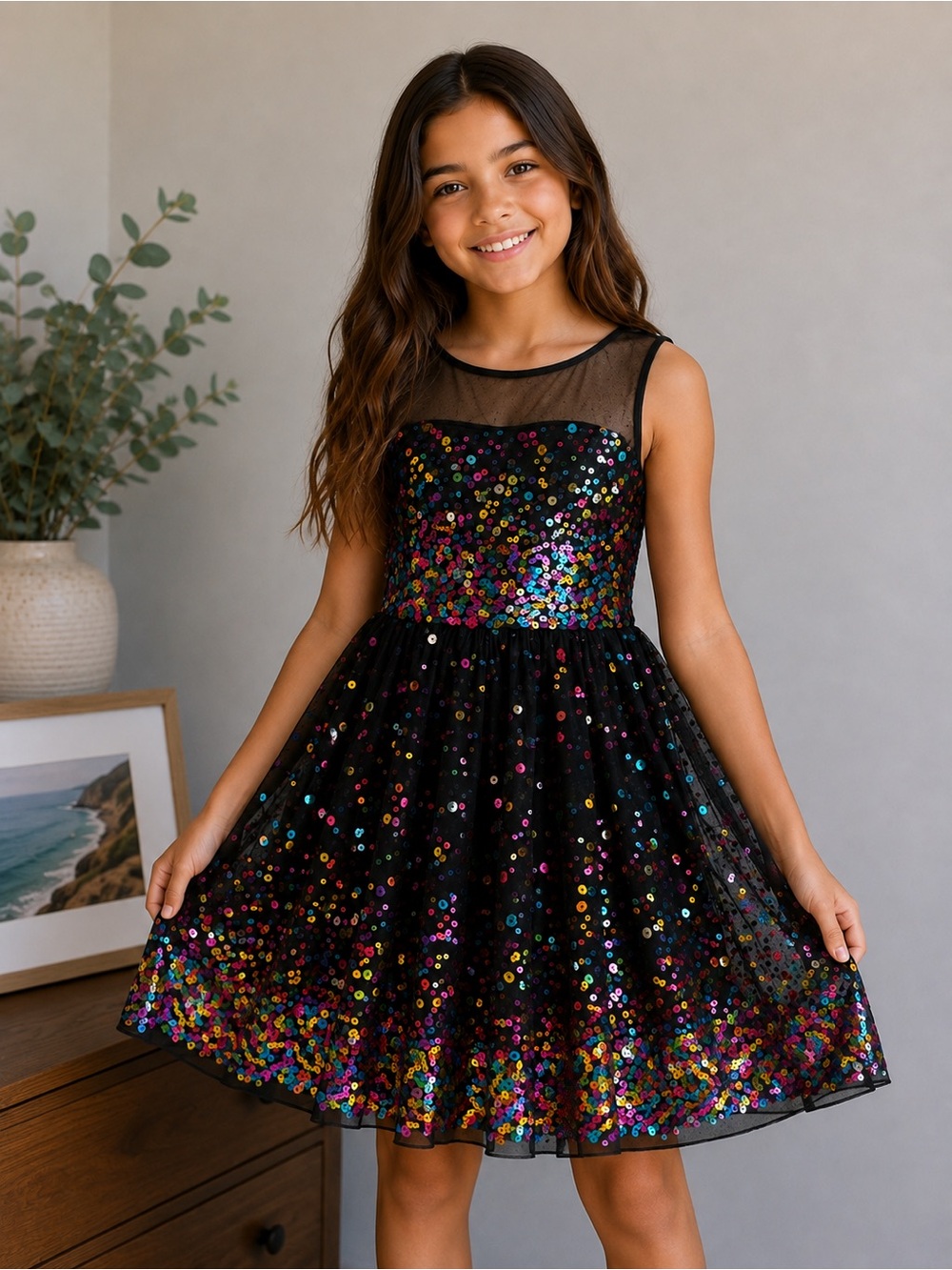 rainbow black dresses Speechless | | Speechless Girls Sequin Party Dress Size 7 olive green dress PinkBlush Black Lodge Velvet Dress Available in sizes XS Colour:Bright White